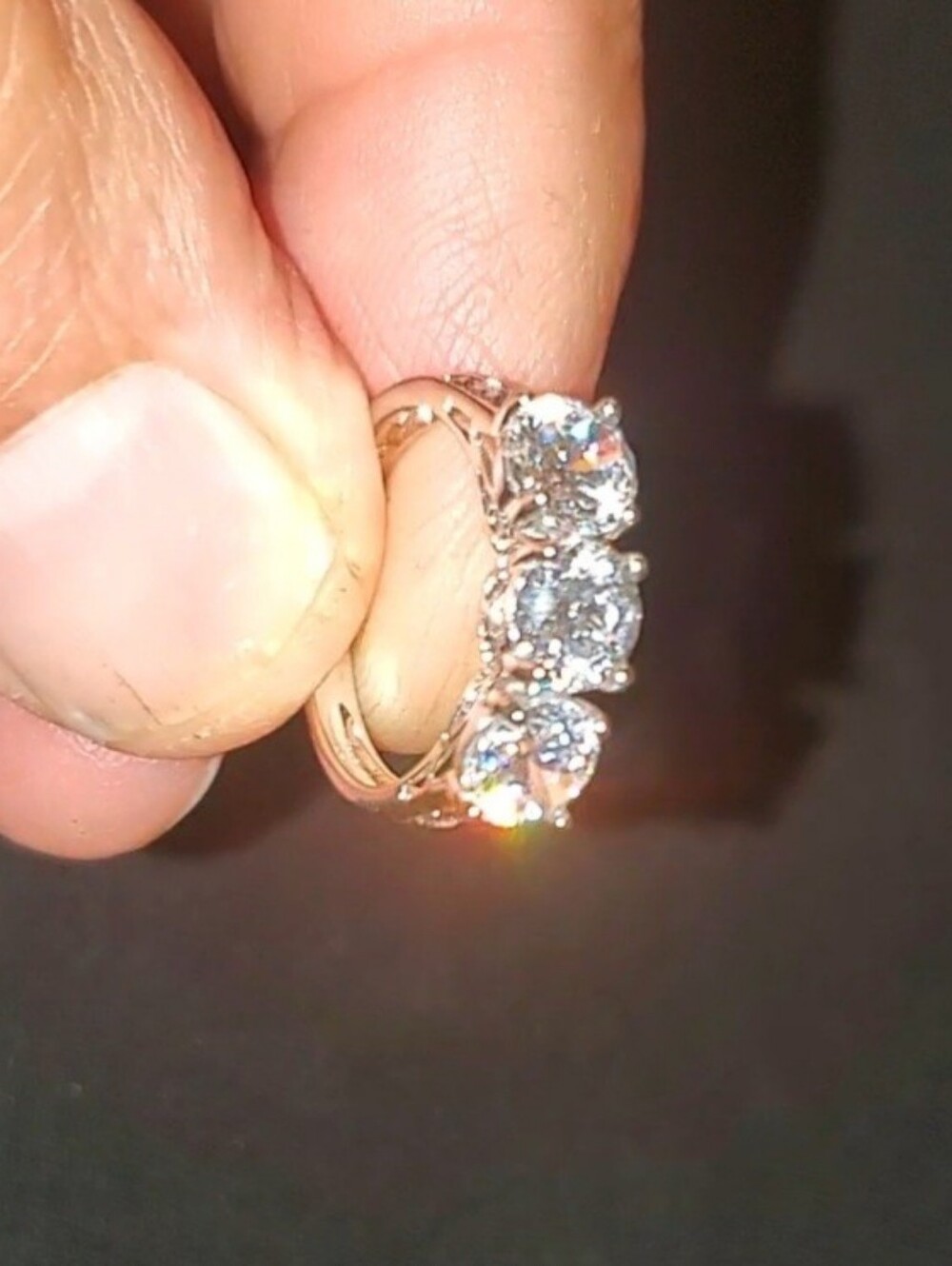 Elegant Three-Stone Cubic Zirconia Ring - Silver